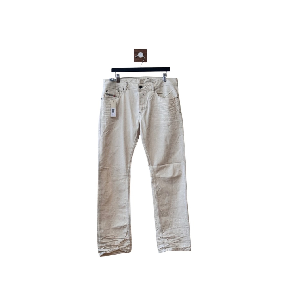 Diesel Waykee Regular Straight Jeans Mens 33x32 Cream Denim Wash 0604U NWT